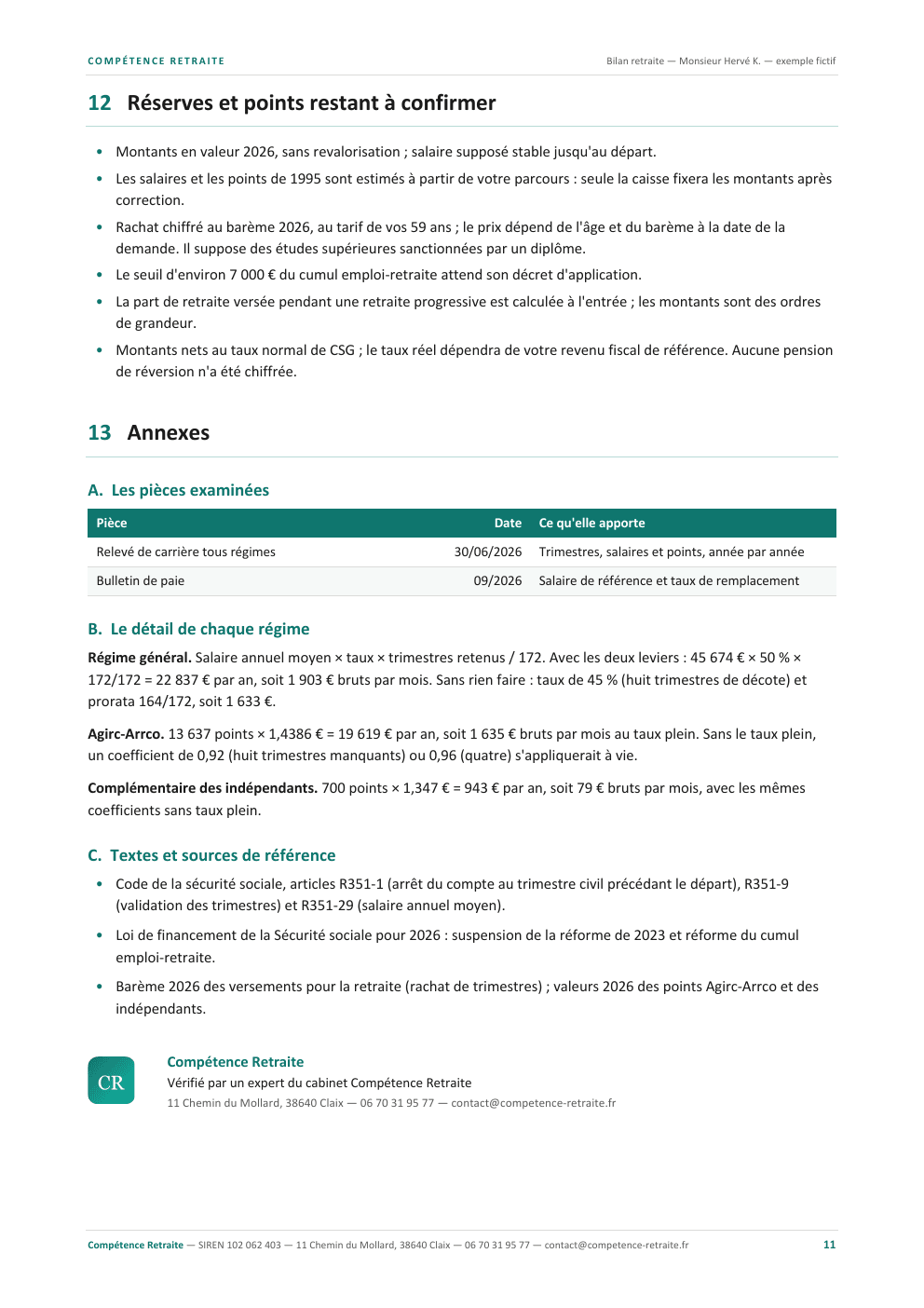 Bilan retraite fictif, page 11 sur 11
